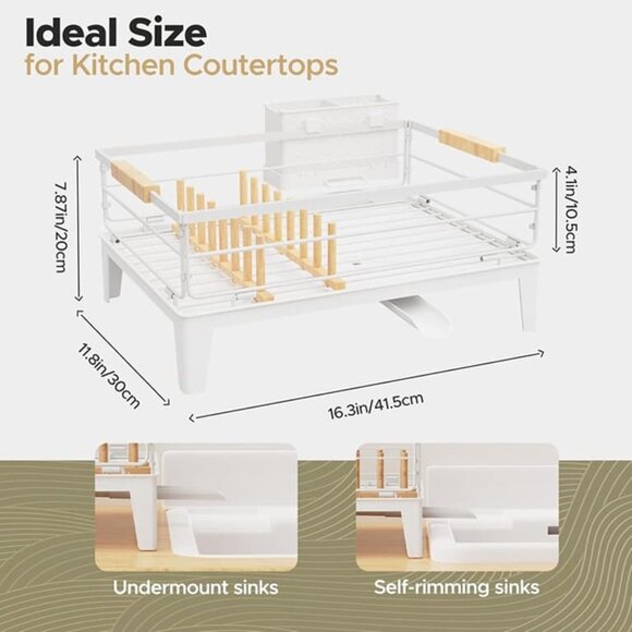 New Dish Drying Rack for Kitchen Counter Decor with Drainboard Auto-Drain - Picture 7 of 8